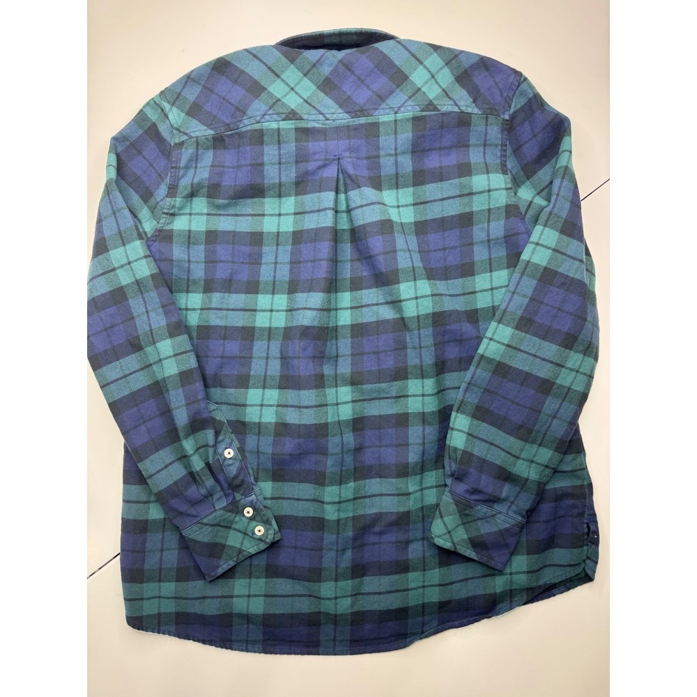 Vineyard Vines Womens Relaxed Fit Plaid Flannel Shirt Green Navy Blue Size 8 - Picture 6 of 7